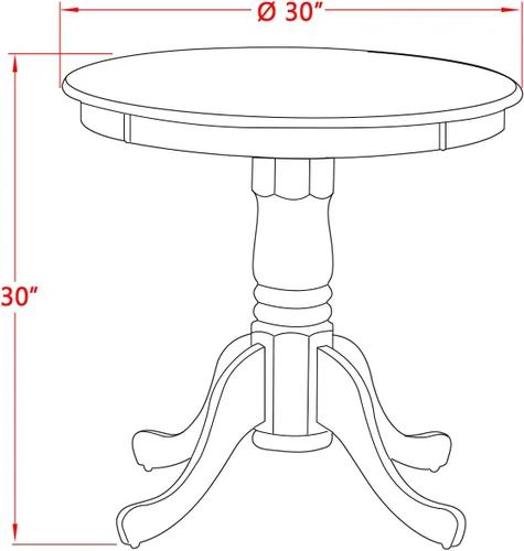 Miniatura 3 de East West Furniture EMT-BCH-TP Eden Mesa de Comedor de Cocina - una Mesa Redonda de Madera Maciza con Superficie de Mesa y Base de Pedestal, 30 x 30