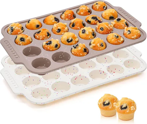 Miniatura 8 de 1 molde de silicona para magdalenas para hornear con marco reforzado de metal, bandeja antiadherente para magdalenas para horno, 12 tazas