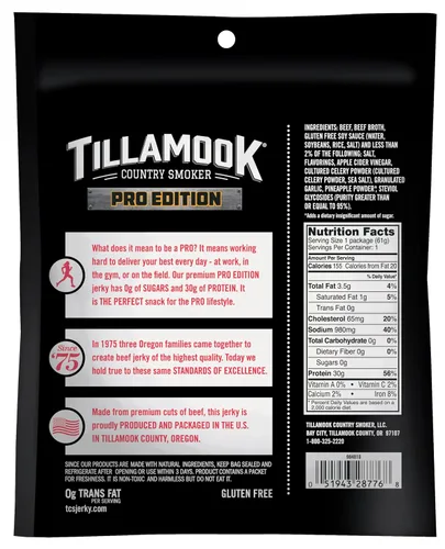 Miniatura 2 de Tillamook - Carne seca de res, edición Country Smoker PRO, cero azúcar, original, 2.14 onzas, carne Angus fresca ahumada de madera real, baja