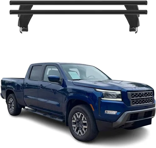OMAC Barras transversales superiores para Nissan NP300 Navara 2016-2020 de aluminio negro antirrobo para viajes, kayak, canoa, surf, esquí,