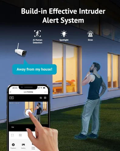 Miniatura 5 de LaView - Cámaras de seguridad para exteriores 4K, cámaras HD de 8MP para seguridad del hogar con detección humana por IA, impermeables IP65, Blanco