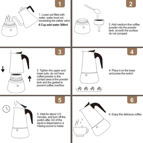 Miniatura 9 de 2 Cup 100ml Moka Pot Stainless Steel Espresso Coffee Maker Stovetop Coffeemaker Italian Classic Style Brewing Greca Cafe Mocha Machine for Cafeteras