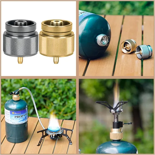 Miniatura 6 de Adaptador de estufa de campamento, convertidor de estufa de mochilero, 16 onzas, 1 libra, entrada de tanque pequeño de propano EN417, salida