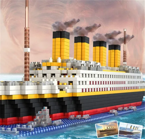 Miniatura 9 de Titanic Ship - Juego de bloques de construcción modelo de barco, juegos de rompecabezas 3D, juguetes educativos de bricolaje, juguete de ladrillos