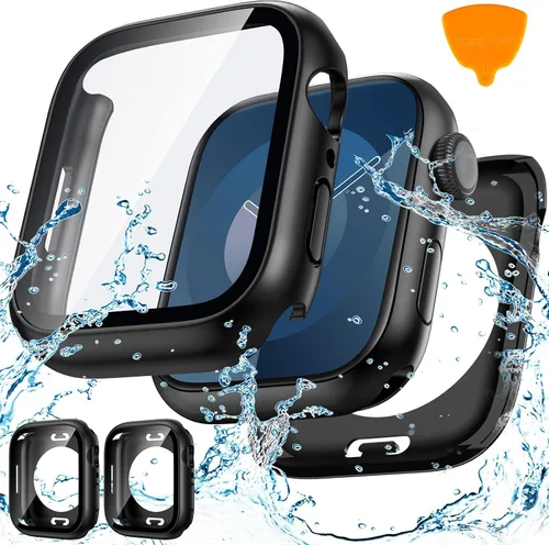 Miniatura 10 de Goton - 2 fundas para protector de pantalla de Apple Watch de 40 mm, series 6/5/4, SE 3/2/1, funda de protección de PC impermeable con vidrio