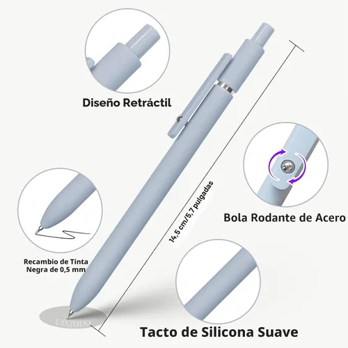 Miniatura 3 de UIXJODO Bolígrafos de gel, 10 piezas de 0,5 mm, bolígrafos de tinta negra de punta fina de escritura suave, bolígrafos retráctiles de la serie
