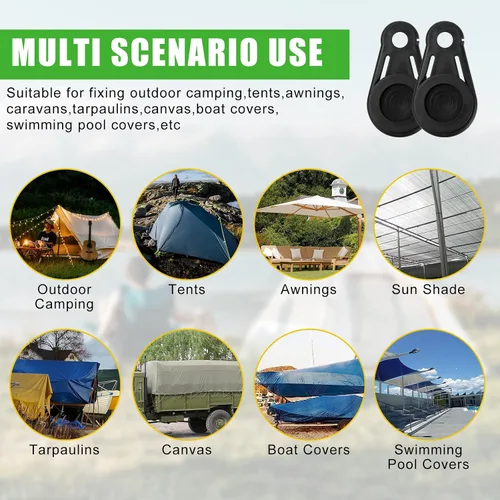 Miniatura 7 de Clips de sombra resistentes, 20 piezas con bolsa de almacenamiento, clips para sombra solar y abrazaderas para redes antipájaros, accesorios de red