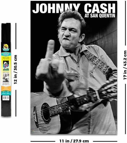 Miniatura 4 de Scorpio Posters Johnny Cash - Mini póster de San Quentin, con licencia oficial, 11 x 17 pulgadas, con soporte para póster de madera negra