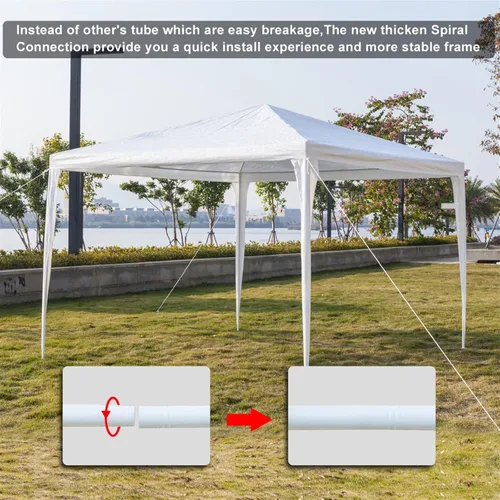 Miniatura 6 de VERYKE - Carpa de campaña para exteriores de 10 x 10 pies, toldo blanco, para patio, fiesta, boda, impermeable, para barbacoa, eventos, con 3