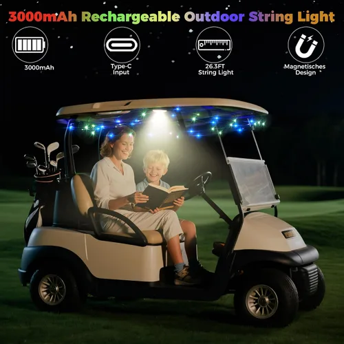 Miniatura 3 de 10L0L Kit de luces de techo para carrito de golf con tira de luz de neón LED, 5 modos e imán, USB-C recargable, impermeable, luces decorativas
