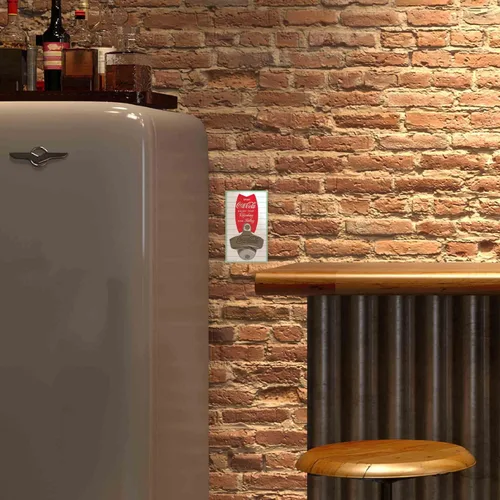 Miniatura 5 de Coca-Cola - Abridor de botellas de pared a rayas, abrebotellas de Coca-Cola vintage, hecho con madera y metal fundido, gran idea de regalo Rojo