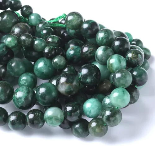 Miniatura 3 de 36 cuentas redondas sueltas de piedra esmeralda verde natural de 0.394 in, cuentas de piedra curativa de energía AAA, para hacer joyas, bricolaje