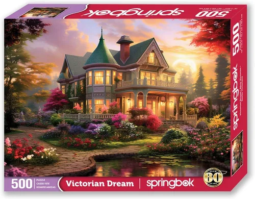 Miniatura 2 de Springbok Victorian Dream - Rompecabezas de 500 piezas para adultos, casa victoriana de ensueño al atardecer, piezas de corte único, fabricado