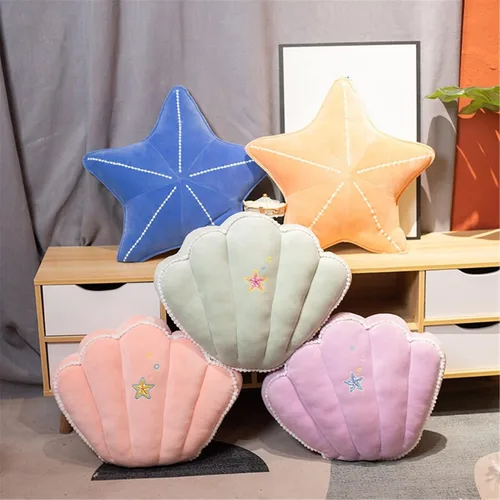 Miniatura 9 de Almohada de concha de estrella de mar para suelo, sofá, cojín de lectura (naranja, 19.6 pulgadas)