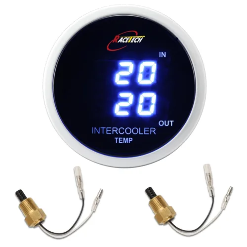 Miniatura 10 de RACETECH Medidor Digital Dual de Presión de Aceite y Voltímetro - 145 PSI, 8~18V - 52 mm 2-1/16" 20 LED Anillo Exterior Azul con Función