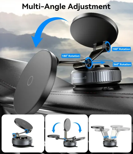 Miniatura 5 de Soporte magnético para teléfono al vacío, soporte magnético ajustable de 360°, soporte de teléfono Magsafe con ventosa mejorada 2025 para tu