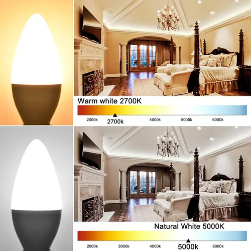 Miniatura 6 de comzler - Foco LED E12 de Candelabro, bombillas LED para ventilador de techo equivalentes a 60 W, focos LED de araña de luz diurna 5000K, bombilla