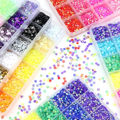 Miniatura 4 de Diamantes de imitación arcoíris para uñas, colores mezclados, diamantes de imitación de resina para manualidades, gemas brillantes para uñas