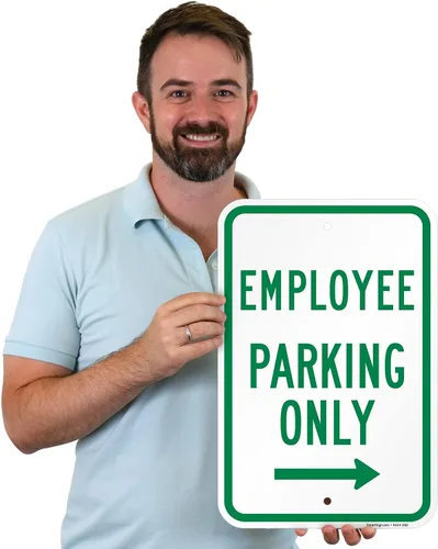Miniatura 2 de SmartSign Letrero de metal "Employee Parking Only" de 18 x 12 pulgadas con flecha derecha, aluminio laminado inoxidable de 63 mil, verde y blanco