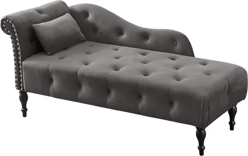 Miniatura 4 de Bellemave, Chaise Lounge - Chaise Lounge - Chase Chair para interiores con 1 almohada, tumbona tapizada de terciopelo con botones y cabeza de clavo