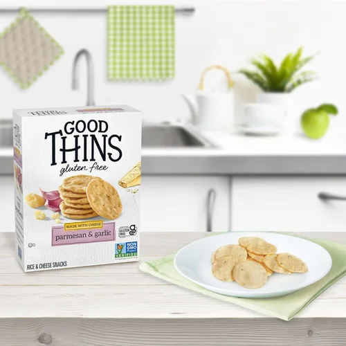 Miniatura 8 de GOOD THINS Snacks de arroz y queso con parmesano y ajo, galletas sin gluten, galletas a granel, 6 cajas de 3.5 onzas
