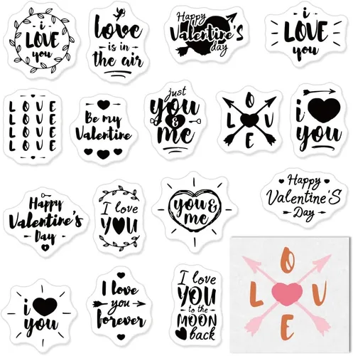 Miniatura 6 de Estivaux Sellos transparentes de gnomos de San Valentín para hacer tarjetas, diario y álbumes de recortes, sellos de goma para camiones de corazón
