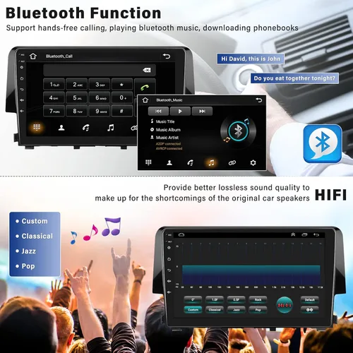 Miniatura 5 de Radio estéreo para coche Android 13 para Honda Civic 2016 2017 2018 2019 2020 con CarPlay inalámbrico Android Auto Mirror Link 2G+64G con Bluetooth