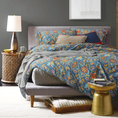 Miniatura 5 de Eikei Home Edredón de lujo de estampado de Medallón de Damasco Boho cachemira, Juego de Ropa de Cama de 400 Hilos de Algodón Egipcio de Satén