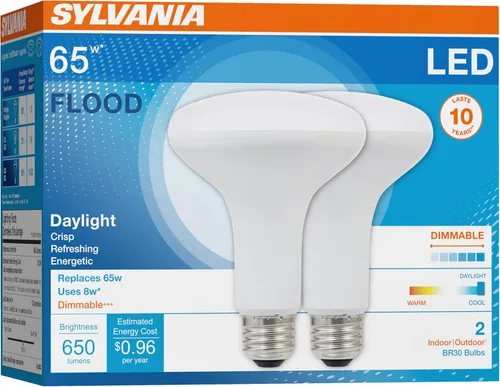 Miniatura 24 de Sylvania - Bombilla LED Flood BR30, equivalente a 65 W, eficiente 9 W, base media, regulable, 2700 K, blanco suave, 1 paquete (40460)