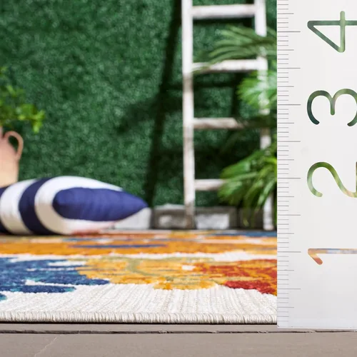 Miniatura 5 de SAFAVIEH Alfombra Lavable para Exteriores Colección Cabana - Pasillo de 2' x 10', Crema y Rojo, No Desprende Pelusa y Fácil de Limpiar, Ideal