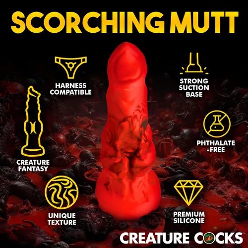 Miniatura 5 de CREATURE COCKS Consolador de silicona Fire Hound para hombres, mujeres y parejas. Consolador de fantasía, base de ventosa Stong. Compatible