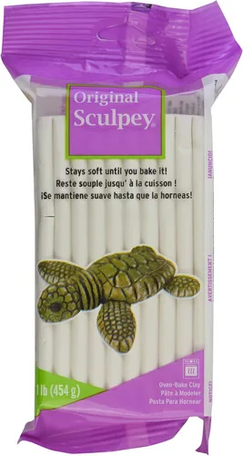 Sculpey: Arcilla original Sculpey: Blanca - 1 lb / 454 g - Arcilla de horno de polímero, no tóxica, para esculpir, hornear, lijar, pintar,