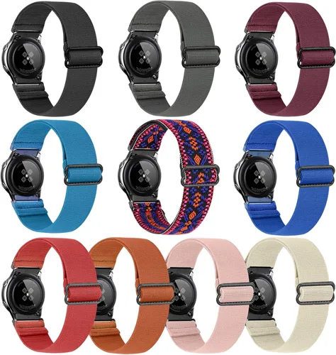 enkic Paquete de 10 bandas elásticas de 0.78 pulgadas compatibles con Samsung Galaxy Watch 6/5/4 de 1.575 pulgadas, 1.732 pulgadas, Watch 5