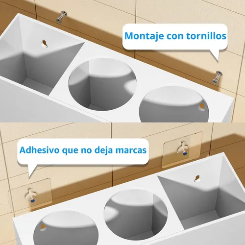 Miniatura 5 de NIUBEE Organizador de herramientas de peinado de montaje en pared - Soporte de gabinete de baño para secadores, planchas planas, rizadores - Blanco