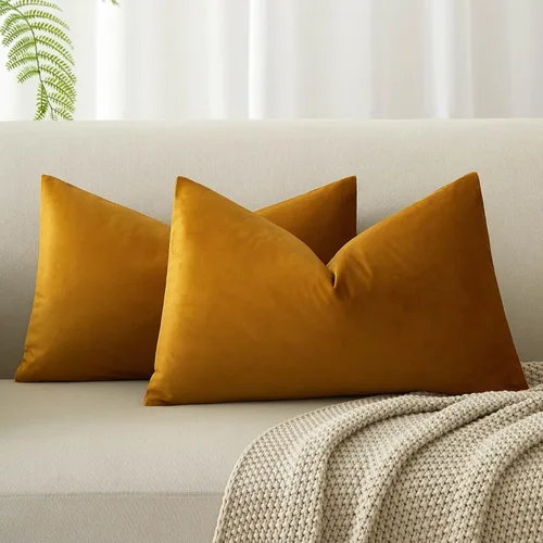 Miniatura 99 de Juspurbet - Juego de 2 fundas decorativas de terciopelo para cojines, fundas suaves para sofá, cama o sillón con cremallera oculta, para sala