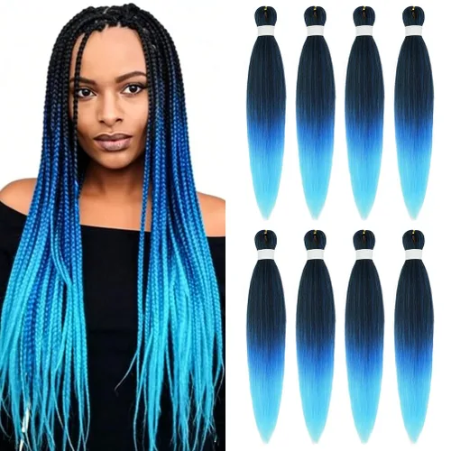 Miniatura 106 de 8 paquetes de extensiones preestiradas - 16 pulgadas de cabello trenzado premium, 55G/paquete, sin picazón, fijación en agua caliente, textura Perm
