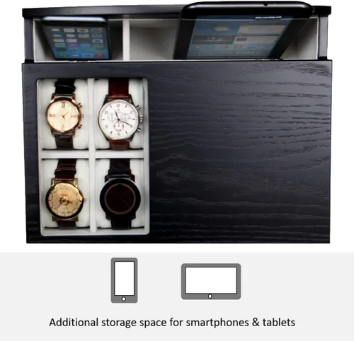 Miniatura 7 de Executive SAWYER - Organizador de caja de almacenamiento de madera negra para hombre (negro)