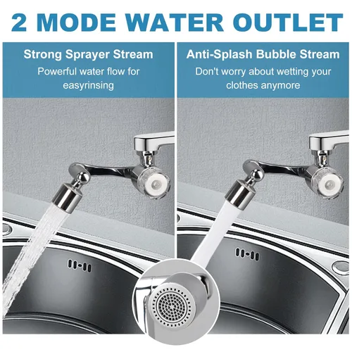 Miniatura 3 de Extensor de grifo giratorio de 1080°, filtro de fregadero de baño, filtro de agua de grifo con 2 modos de salpicadura, sistema de filtración de tasa