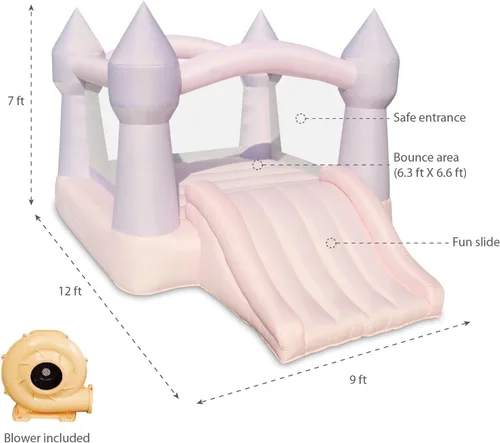 Miniatura 8 de Bounceland Bouncy Castle Daydreamer Casa Inflable Temática de Algodón de Azúcar, Casa Inflable Pastel con Tobogán, 12 pies de largo x 9 pies