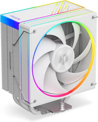 ID-COOLING FROZN A410 ARGB Blanco - Enfriador de CPU de aire blanco de 152mm de altura con iluminación ARGB, 4×Φ6mm Tubos de calor, Ventilador FDB
