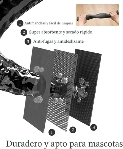 Miniatura 6 de Tapete para comedero de mascotas, absorbente, para tazón de alimentos y dispensador de agua del perro, no deja manchas, se seca rápido