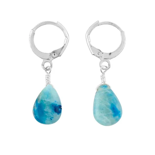 Miniatura 38 de Aretes de aro de cristal afganita natural Piedras afganas de alto grado Aretes chapados en plata Gota lisa Joyas de piedras preciosas hechas