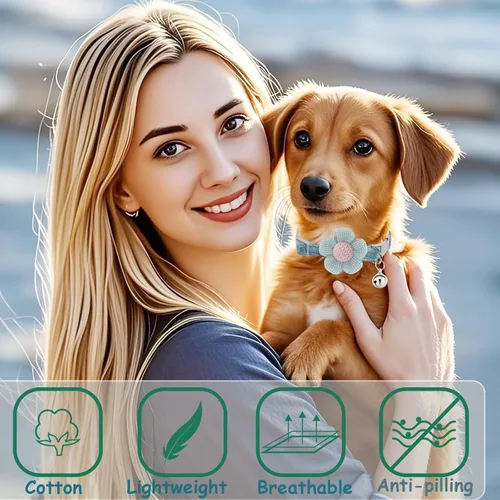 Miniatura 4 de Collar para perros pequeños con flor, collares para cachorros, collares para perros pequeños con campana, para hembras y machos pequeños