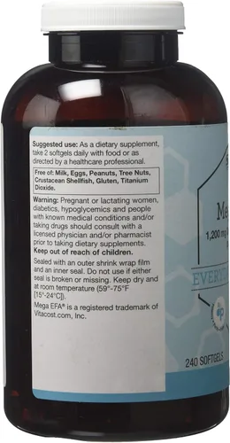 Miniatura 2 de Vitacost Synergy Mega EFA® Mini Geles - 1200 mg por porción Omega 3 EPA y DHA Natural Strawberry - 240 cápsulas blandas