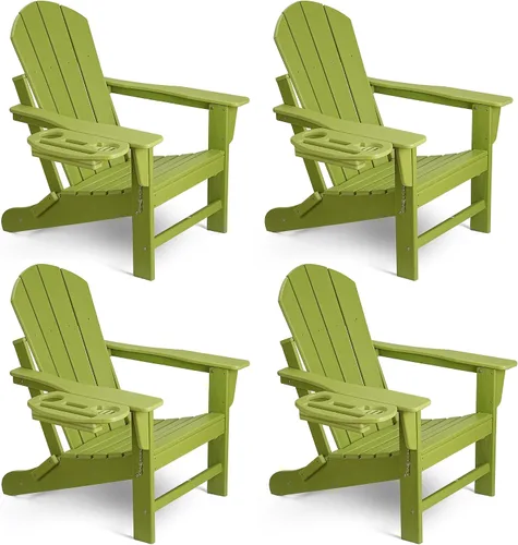 Miniatura 39 de NAVINE Juego de 2 sillas Adirondack plegables de polietileno de alta densidad con portavasos multifuncional, resistente a la intemperie, para Blanco
