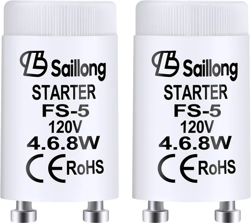 Miniatura 10 de Saillong Paquete de 4 arrancadores fluorescentes con carcasa de aluminio mejorada con lámparas fluorescentes de precalentamiento de 4-40 W, tubo