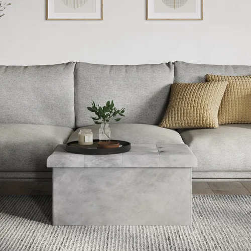Miniatura 12 de Lavish Home - Otomana de almacenamiento, reposapiés copetudo, copetudo de terciopelo, copetudo de lino o organizador de almacenamiento con tapa