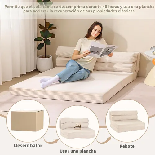 Miniatura 9 de JUIKURY Sofá cama plegable, silla convertible con colchón plegable plegable, sofá biplaza extraíble 2 en 1, silla plegable portátil, cama, sofá