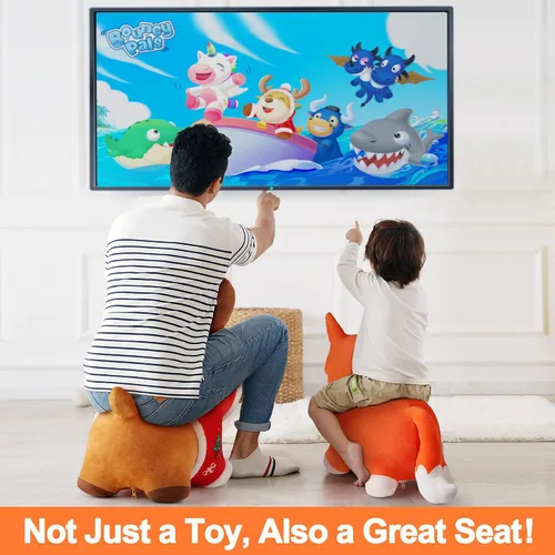 Miniatura 6 de iPlay, iLearn Bouncy Pals Zorro Saltarín, Animal Saltarín Inflable de Peluche, Juguetes de Salto y Rebote para Interiores y Exteriores, Regalo