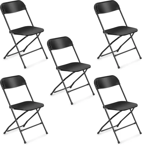 Miniatura 18 de VINGLI Paquete de 8 sillas plegables de plástico blanco, asiento comercial apilable portátil para interiores y exteriores, con marco de acero